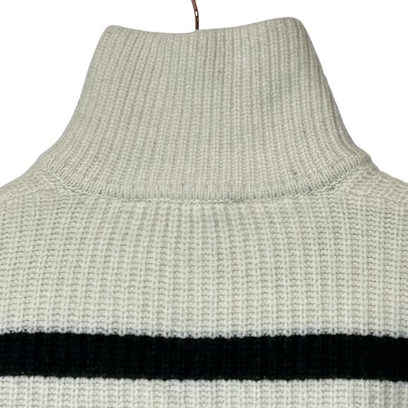 Everlane The Felted Merino Half-Zip Sweater Black/Bone Women XXS NWT Chunky Rib - Picture 10 of 13